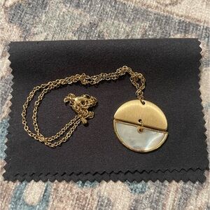 Gold and Mother of Pearl 8 Inch Pendant Necklace